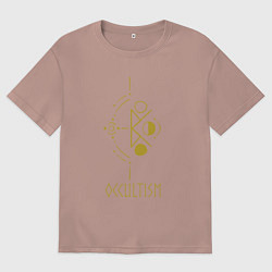 Футболка оверсайз мужская Руническая вязь - Оккультизм, цвет: пыльно-розовый