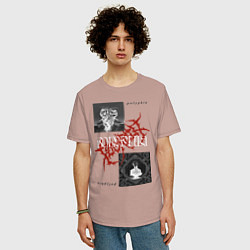 Футболка оверсайз мужская Polyphia, цвет: пыльно-розовый — фото 2