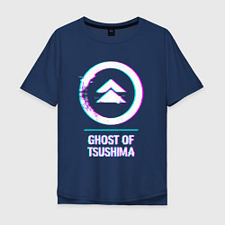Футболка оверсайз мужская Ghost of Tsushima в стиле Glitch Баги Графики, цвет: тёмно-синий