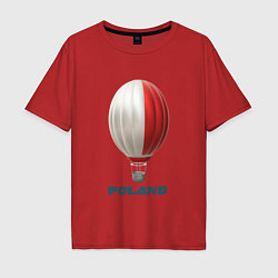 Футболка оверсайз мужская 3d aerostat Polish flag, цвет: красный