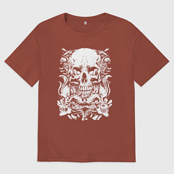 Мужская футболка оверсайз Рогатый череп в виде герба