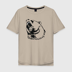 Мужская футболка оверсайз Медведь арт чб