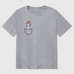 Футболка оверсайз мужская Цукаса в кармане Tonikaku Kawaii, цвет: меланж