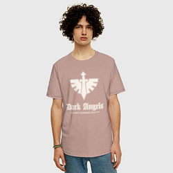 Футболка оверсайз мужская Темные ангелы лого винтаж, цвет: пыльно-розовый — фото 2