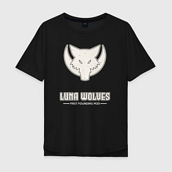Футболка оверсайз мужская Лунные волки лого винтаж, цвет: черный