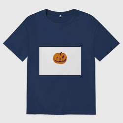 Футболка оверсайз мужская Тыква-голова всадника, Джека, PixelArt, цвет: тёмно-синий