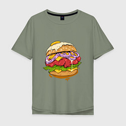 Мужская футболка оверсайз Наимощнейший бургер
