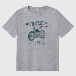 Футболка оверсайз мужская Винтажная классика 1986 мотоцикл, цвет: меланж