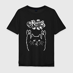 Футболка оверсайз мужская The Rasmus рок кот, цвет: черный