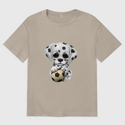 Футболка оверсайз мужская Футбол - Далматин, цвет: миндальный