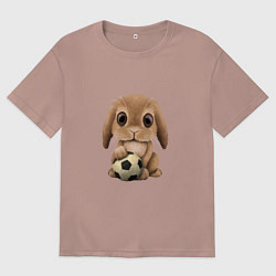 Футболка оверсайз мужская Футбол - Кролик, цвет: пыльно-розовый