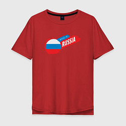 Футболка оверсайз мужская Лейбл Сделано в России, цвет: красный