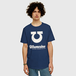 Футболка оверсайз мужская Ультрамарины винтаж лого, цвет: тёмно-синий — фото 2