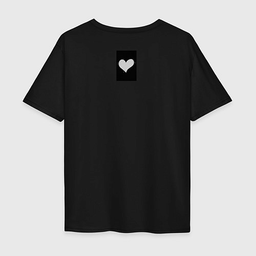 Мужская футболка оверсайз Девять пустых сердец заплаток / Черный – фото 2