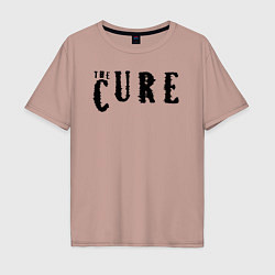 Футболка оверсайз мужская The Cure лого, цвет: пыльно-розовый