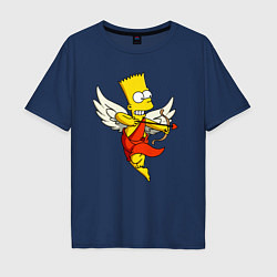 Футболка оверсайз мужская Барт Симпсон - купидон, цвет: тёмно-синий