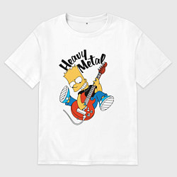 Футболка оверсайз мужская Барт Симпсон - гитарист - heavy metal, цвет: белый
