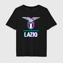 Футболка оверсайз мужская Lazio FC в стиле glitch, цвет: черный