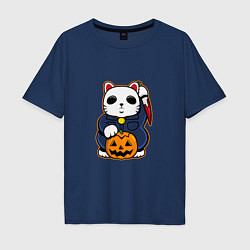 Футболка оверсайз мужская Cat Halloween, цвет: тёмно-синий