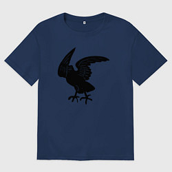 Футболка оверсайз мужская Черная ворона средневековый рисунок, цвет: тёмно-синий
