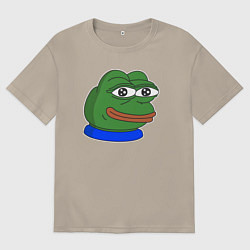 Футболка оверсайз мужская Пепе Лягушонок рад, цвет: миндальный