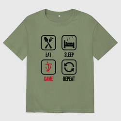 Мужская футболка оверсайз Eat - sleep - Doom - repeat