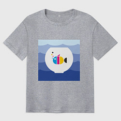 Футболка оверсайз мужская CMYK рыбка, цвет: меланж