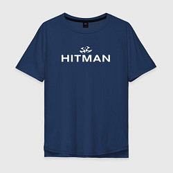 Футболка оверсайз мужская Hitman - лого, цвет: тёмно-синий