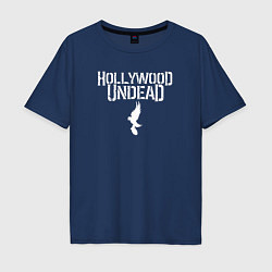 Футболка оверсайз мужская Hollywood Undead - logo, цвет: тёмно-синий
