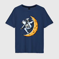 Футболка оверсайз мужская Космонавт на месяце, цвет: тёмно-синий