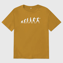 Футболка оверсайз мужская Эволюция в боксера, цвет: горчичный