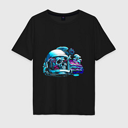 Мужская футболка оверсайз Skull with mushrooms