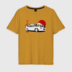 Футболка оверсайз мужская Subaru Impreza WRX Sti Retro JDM, цвет: горчичный