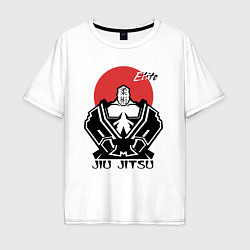 Мужская футболка оверсайз Jiu Jitsu red sun logo