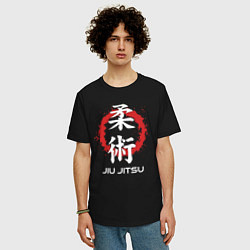 Футболка оверсайз мужская Jiu-jitsu red splashes, цвет: черный — фото 2