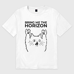 Футболка оверсайз мужская Bring Me the Horizon - rock cat, цвет: белый