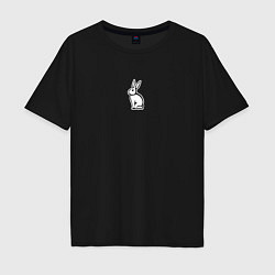 Футболка оверсайз мужская Кролик - Minimal Art, цвет: черный