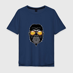 Футболка оверсайз мужская Примат в крутых очках, цвет: тёмно-синий