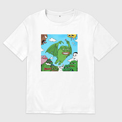 Футболка оверсайз мужская Пепе летучая мышь, цвет: белый