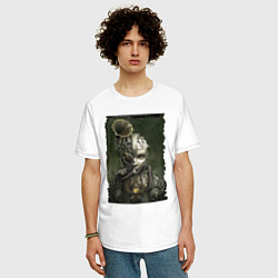 Футболка оверсайз мужская Девушка в механистическом костюме, цвет: белый — фото 2