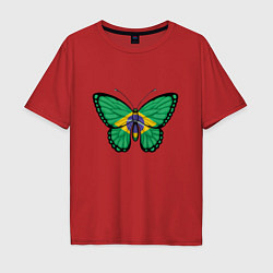 Футболка оверсайз мужская Бабочка - Бразилия, цвет: красный