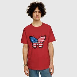 Футболка оверсайз мужская Бабочка - США, цвет: красный — фото 2