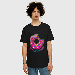 Футболка оверсайз мужская Donut - Worry, цвет: черный — фото 2