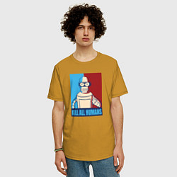 Футболка оверсайз мужская Bender Futurama, цвет: горчичный — фото 2