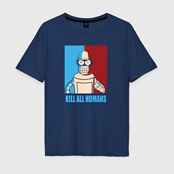 Футболка оверсайз мужская Bender Futurama, цвет: тёмно-синий