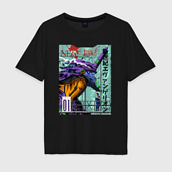 Футболка оверсайз мужская EVA 01 Poster - Evangelion, цвет: черный