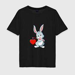 Футболка оверсайз мужская Влюблённый кролик, цвет: черный