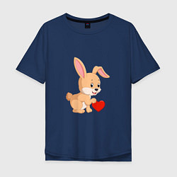 Футболка оверсайз мужская Кролик с сердечком, цвет: тёмно-синий