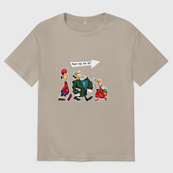 Футболка оверсайз мужская Троица-Остров Сокровищ, цвет: миндальный