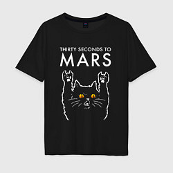 Футболка оверсайз мужская Thirty Seconds to Mars rock cat, цвет: черный